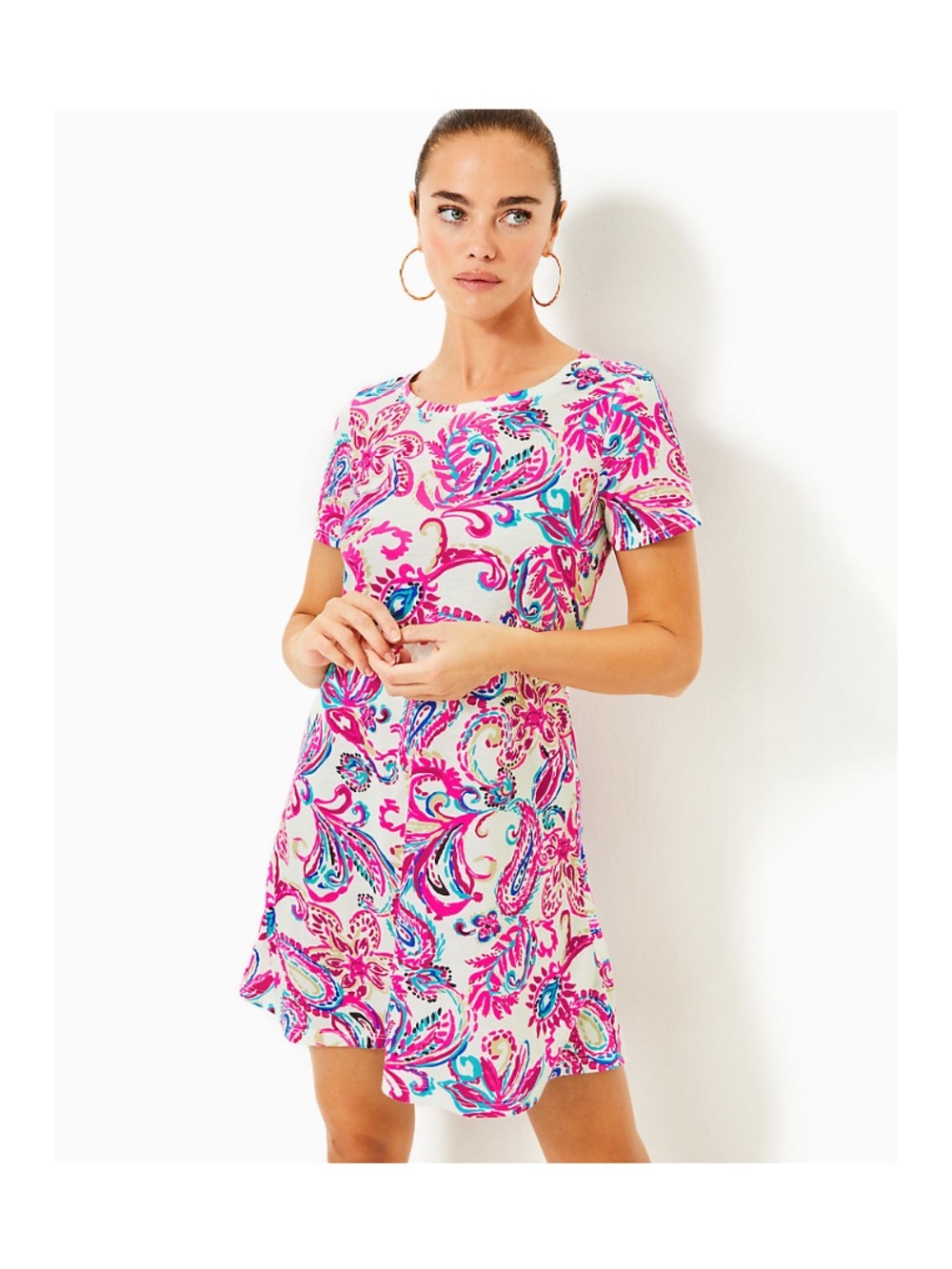 Lily Pulitzer 100% Pima Cotton Cody Short Sleeve Dress Coconut Flitting About XL